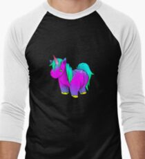 Neon Unicorn Stuffed Animal Men's Baseball ¾ T-Shirt
