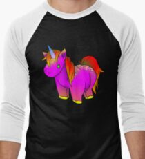 Neon Unicorn Stuffed Animal 2 Men's Baseball ¾ T-Shirt