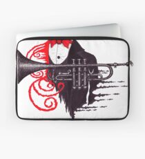 Passion of Trumpet surreal black and white and red pen ink drawing Laptop Sleeve