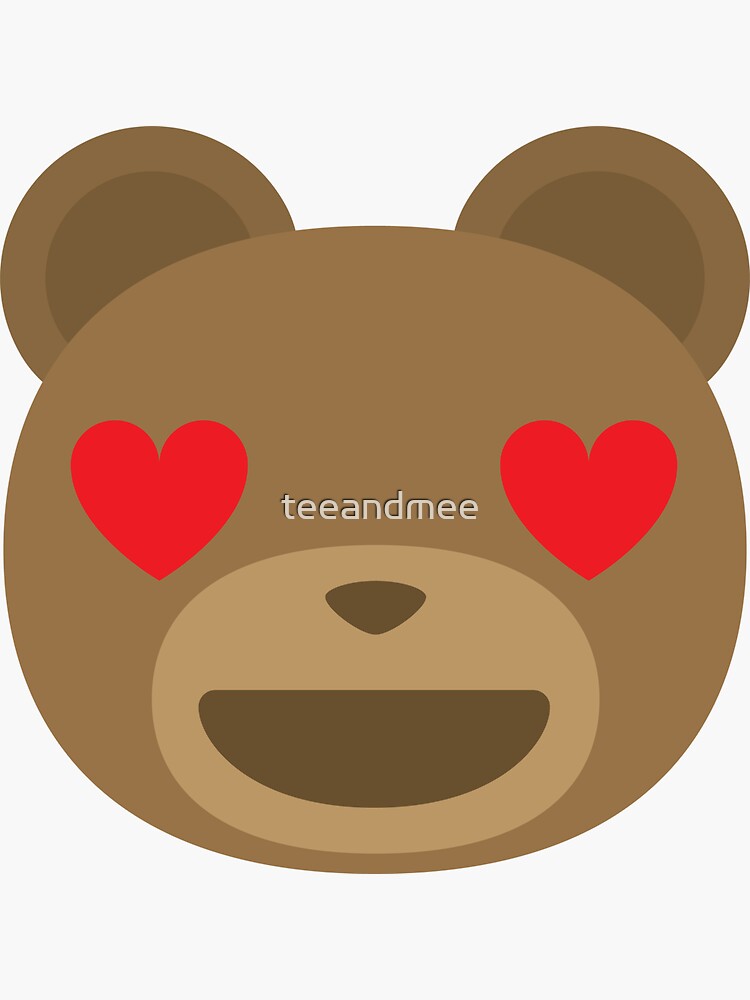 "Emoji Teddy Bear Heart and Love Eyes" Sticker by teeandmee Redbubble