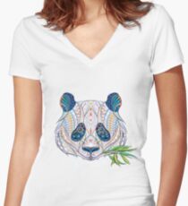 Ethnic Highly Detailed Panda Women's Fitted V-Neck T-Shirt