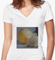 Garlic and Onions Women's Fitted V-Neck T-Shirt