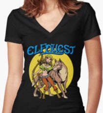 Retro Einbruch der Nacht Tailliertes T-Shirt mit V-Ausschnitt