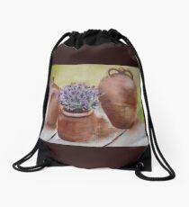 Trio of French Terraccotta Pots with Lavender Drawstring Bag