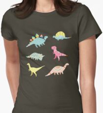 Dinosaurier-Muster Tailliertes T-Shirt für Frauen