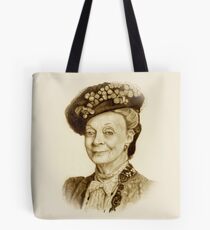 Downton Abbey, Maggie Smith Pencil Portrait, Sepia, Dowager Countess Tote Bag