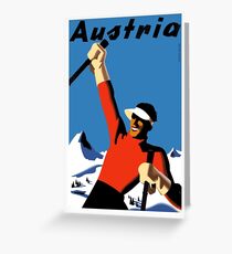 Vintage Austria Ski Travel Poster Greeting Card