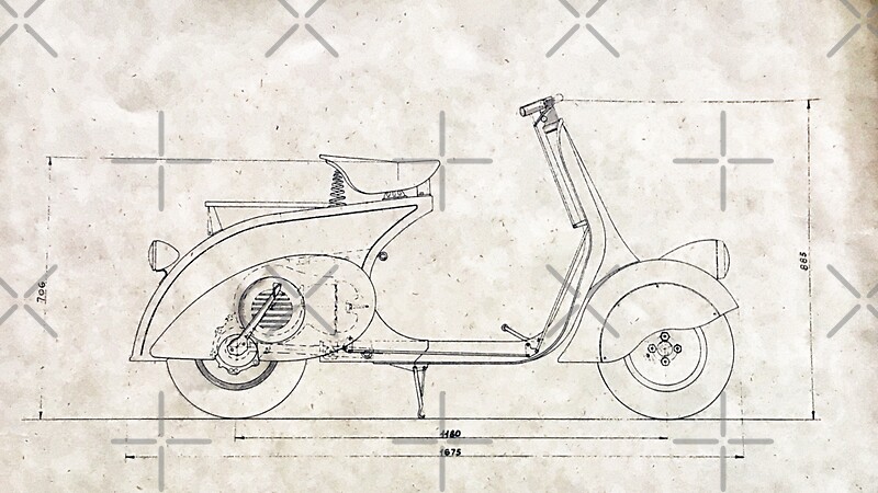 Classic Vespa Drawing By AJ Airey Classic Vespa Drawing By AJ Airey