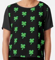 Green clover shamrock for St Patrick's day cute! Chiffon Top