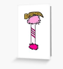 Pink Feathered Gold Hammer Greeting Card