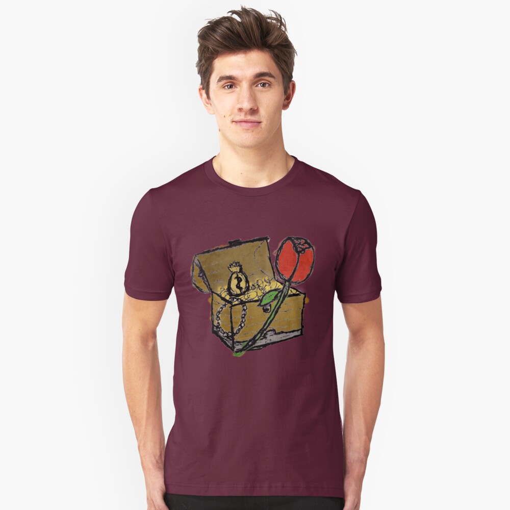 Treasure Chest with a Rose Slim Fit T-Shirt