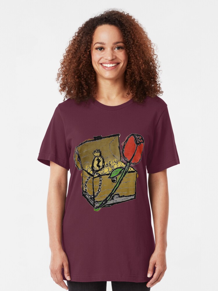 Alternate view of Treasure Chest with a Rose Slim Fit T-Shirt