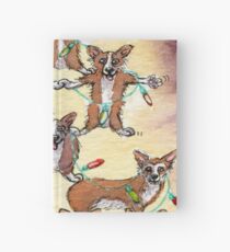 Corgi dogs make up a fur tree for Christmas Hardcover Journal