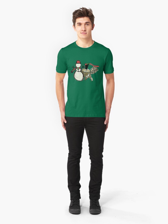 Alternate view of Snowman at the Woodpile Slim Fit T-Shirt