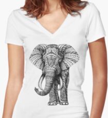 Ornate Elephant Women's Fitted V-Neck T-Shirt