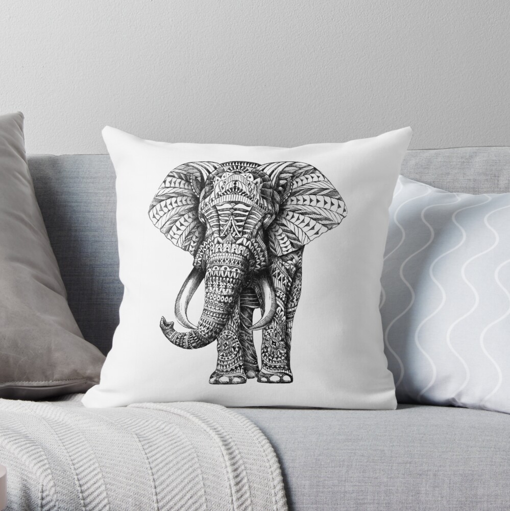 boho elephant throw pillow