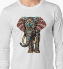 Elephant Orné (Version Couleur) T-shirt manches longues