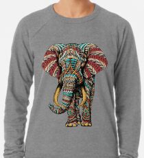 Verzierter Elefant (Farbversion) Leichter Pullover