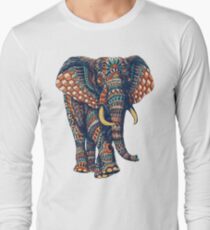 Verzierter Elefant v2 (Farbversion) Langarmshirt