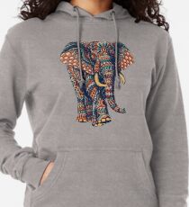 Sudadera con capucha ligera Ornate Elephant v2 (Versión en color)