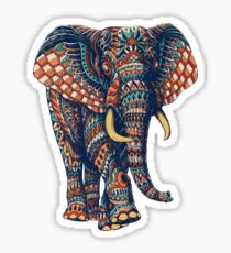 Verzierter Elefant v2 (Farbversion) Sticker