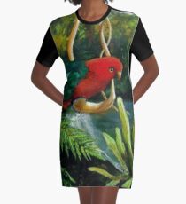 King Parrot Acrylic painting Graphic T-Shirt Dress