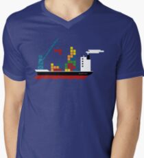 Cargo Tetris Ship Men's V-Neck T-Shirt