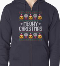 Ugly Christmas Sweater - Cat Zipped Hoodie