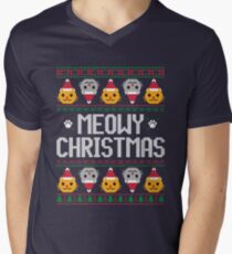 Ugly Christmas Sweater - Cat Men's V-Neck T-Shirt