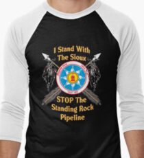 Standing Rock Crossed Arrows - Stop The Pipeline Men's Baseball ¾ T-Shirt