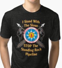 Standing Rock Crossed Arrows - Stop The Pipeline Tri-blend T-Shirt
