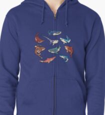 Sharks in the dark blue Zipped Hoodie