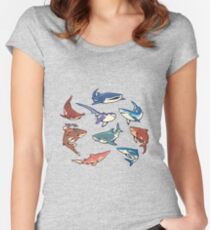 Sharks in the light blue Fitted Scoop T-Shirt