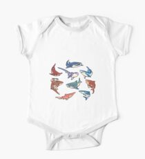 Sharks in the light blue Short Sleeve Baby One-Piece