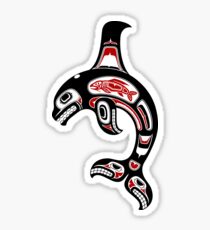 Red and Black Haida Spirit Killer Whale Sticker
