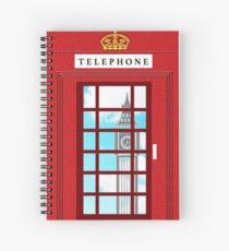 England Classic British Telephone Box Minimalist Spiral Notebook