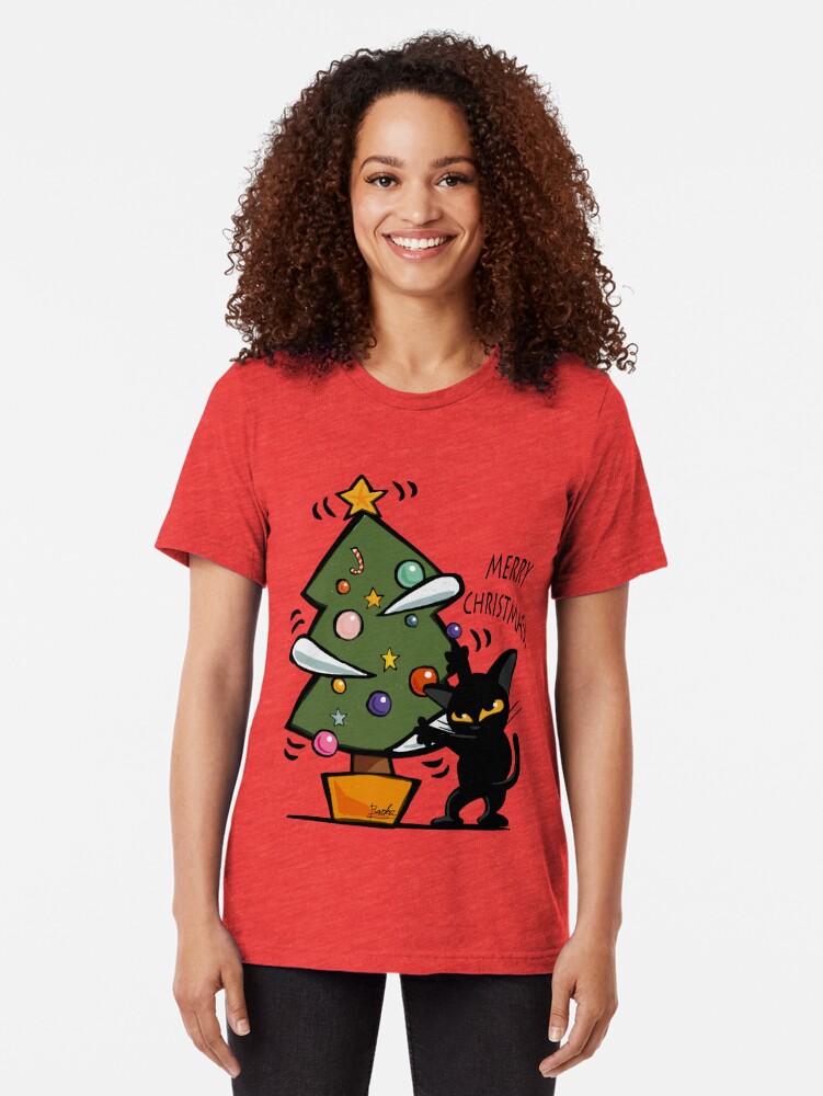 cat christmas t shirt uk