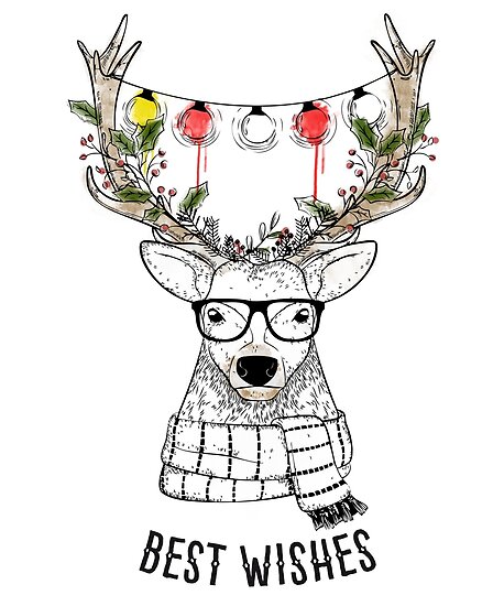 nerd christmas moose reindeer deer glasses hipster' Poster by original...