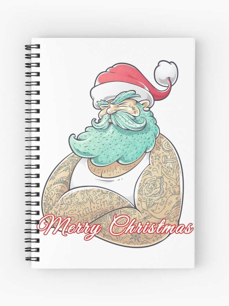 Hard Core Tattooed Santa Claus Christmas Spiral Notebook