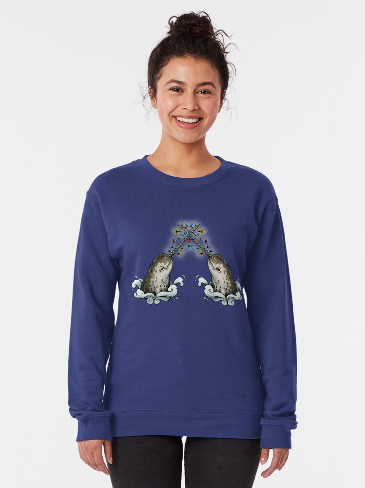 Alternate view of Christmas narwhal Pullover Sweatshirt