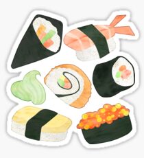 Watercolor Sushi Pattern Sticker