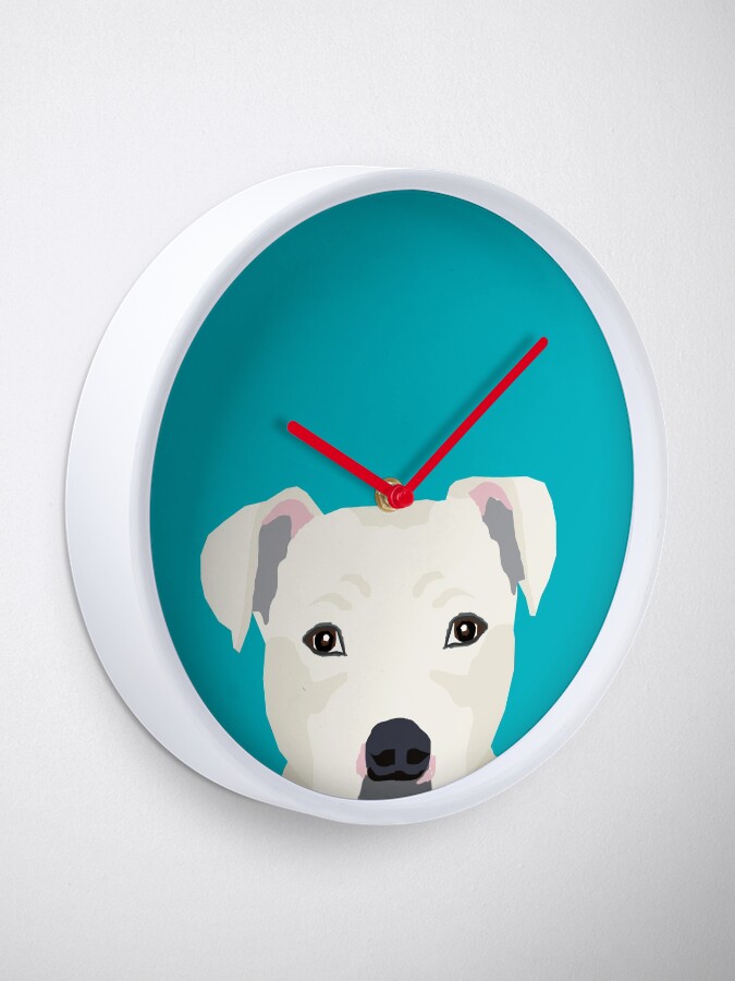Alternate view of Pitbull pet portrait dog breeds pet friendly dog art unique gifts for dog lover Clock