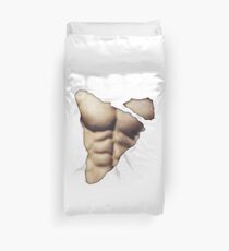 Man muscles funny weightlifting skin naked upper body Duvet Cover