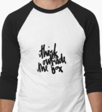 Think Outside The Box Text Black White Men's Baseball ¾ T-Shirt