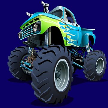 Monster Pickup Truck Cartoon Water Bottle by hobrath