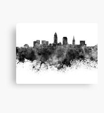 Cleveland-Skyline im schwarzen Aquarell auf weißem Hintergrund Leinwanddruck