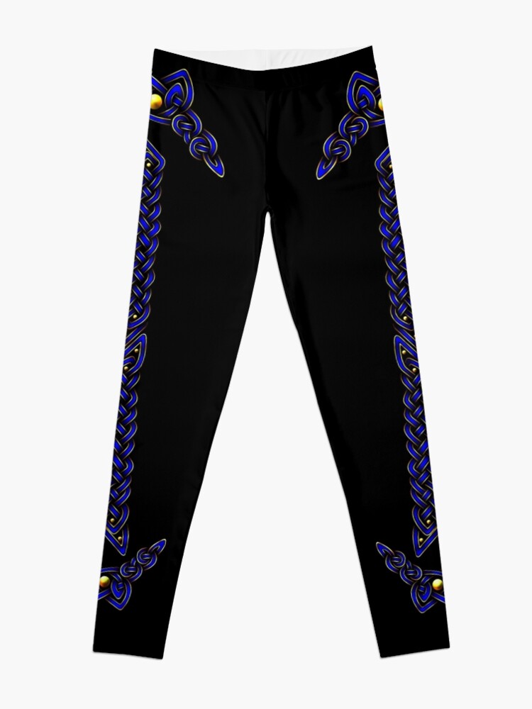 Alternate view of Celtic Knotwork - Gold and Blue Leggings