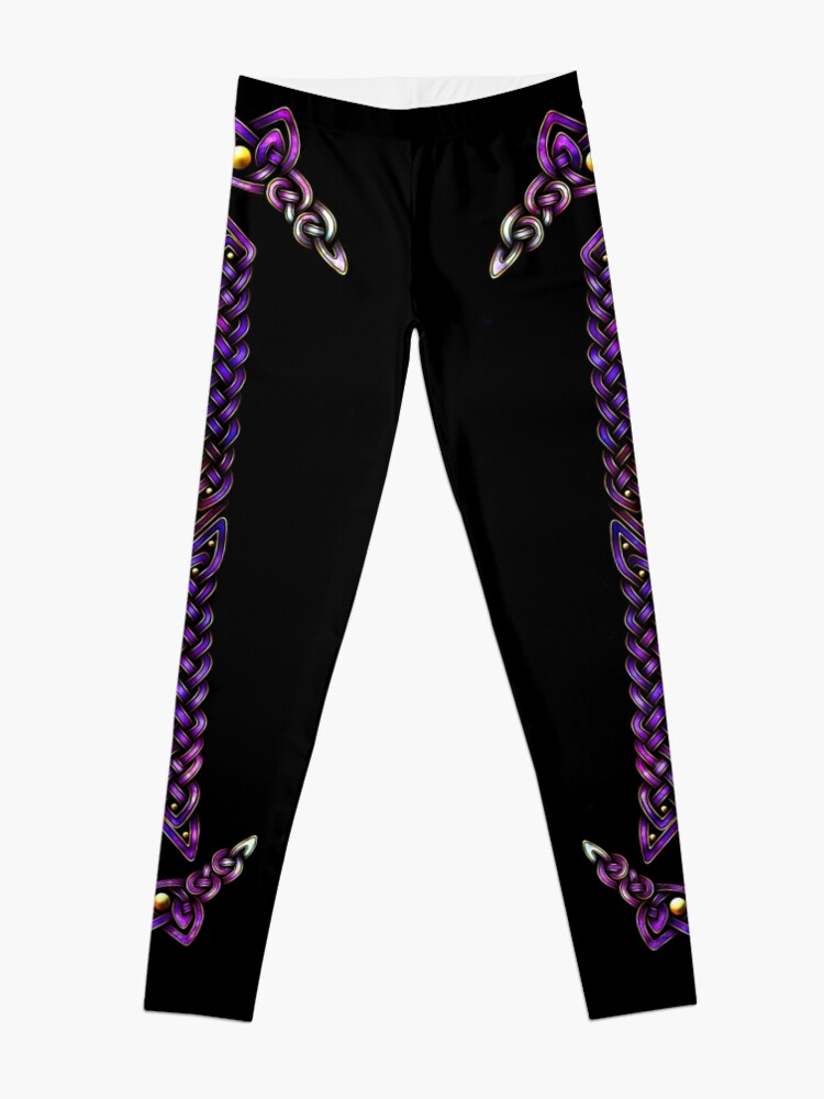 Alternate view of Celtic Knotwork - Gold and Galaxy Leggings