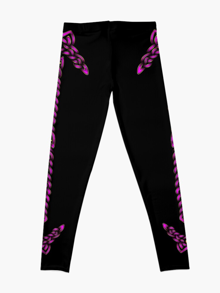 Alternate view of Celtic Knotwork - Gold and Pink Leggings