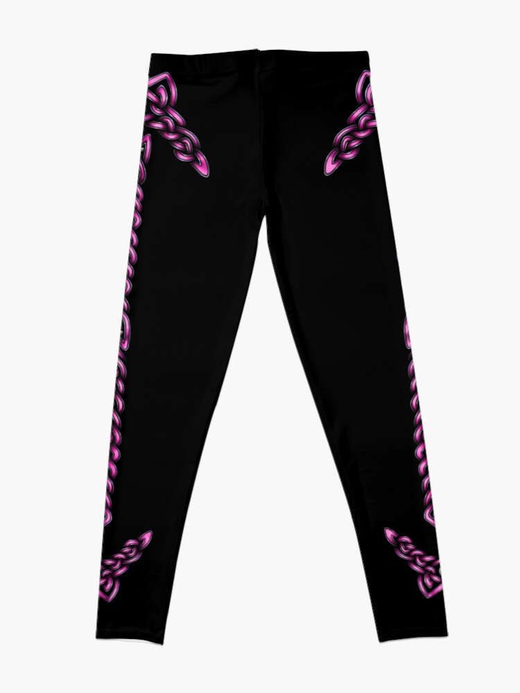 Alternate view of Celtic Knotwork - Silver and Pink Leggings